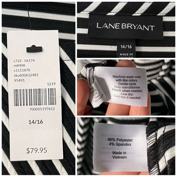 Lane Bryant Plus size 14/16 striped midi dress with belt NWT - Picture 6 of 6